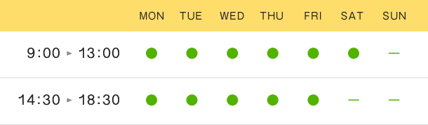 AM 9:00-13:00 PM 14:30-18-30